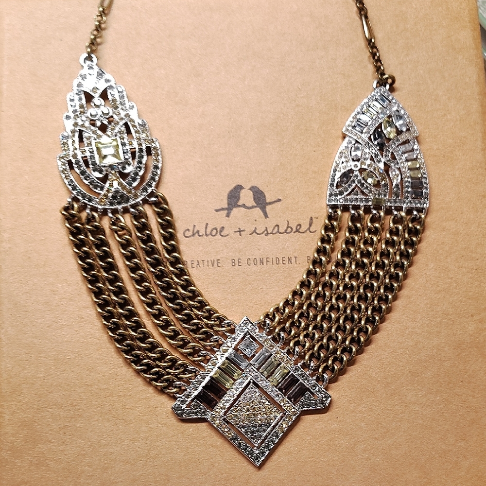 Chloe + Isabel Art Deco Chain Swag Statement Necklace